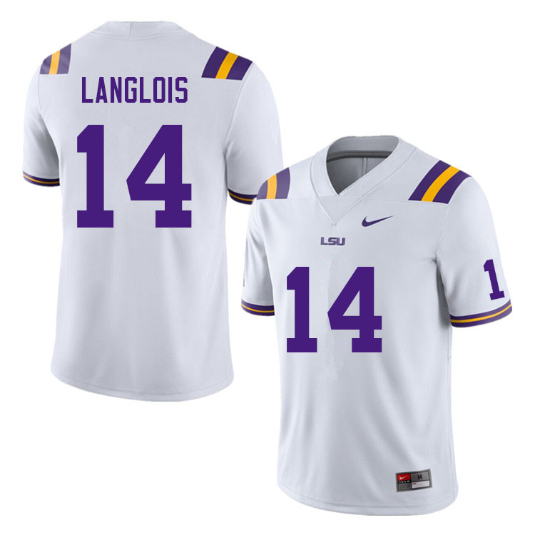 Men #14 Matthew Langlois LSU Tigers College Football Jerseys Sale-White
